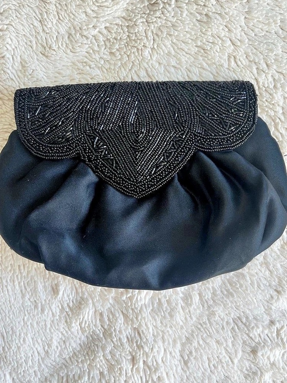 Black Beaded Shoulder Clutch